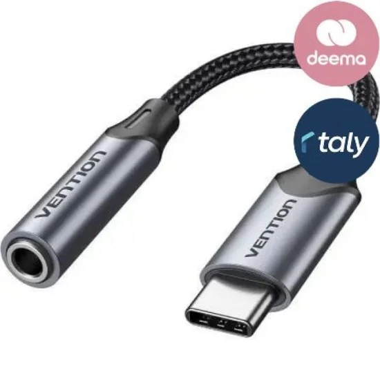 Vention USB-C Male to 3.5MM Earphone Jack with DAC Adapter 0.1M - Black